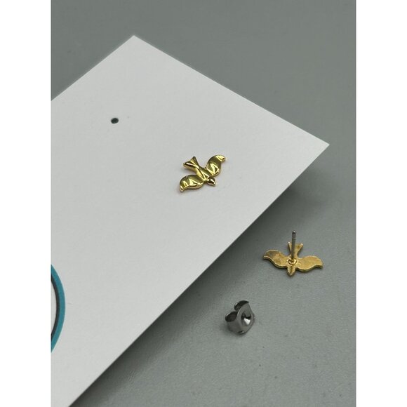 Tiny Dove Earrings Gold Tone Pierced Studs Small Birds Earrings Dainty Jewelry - Picture 6 of 6